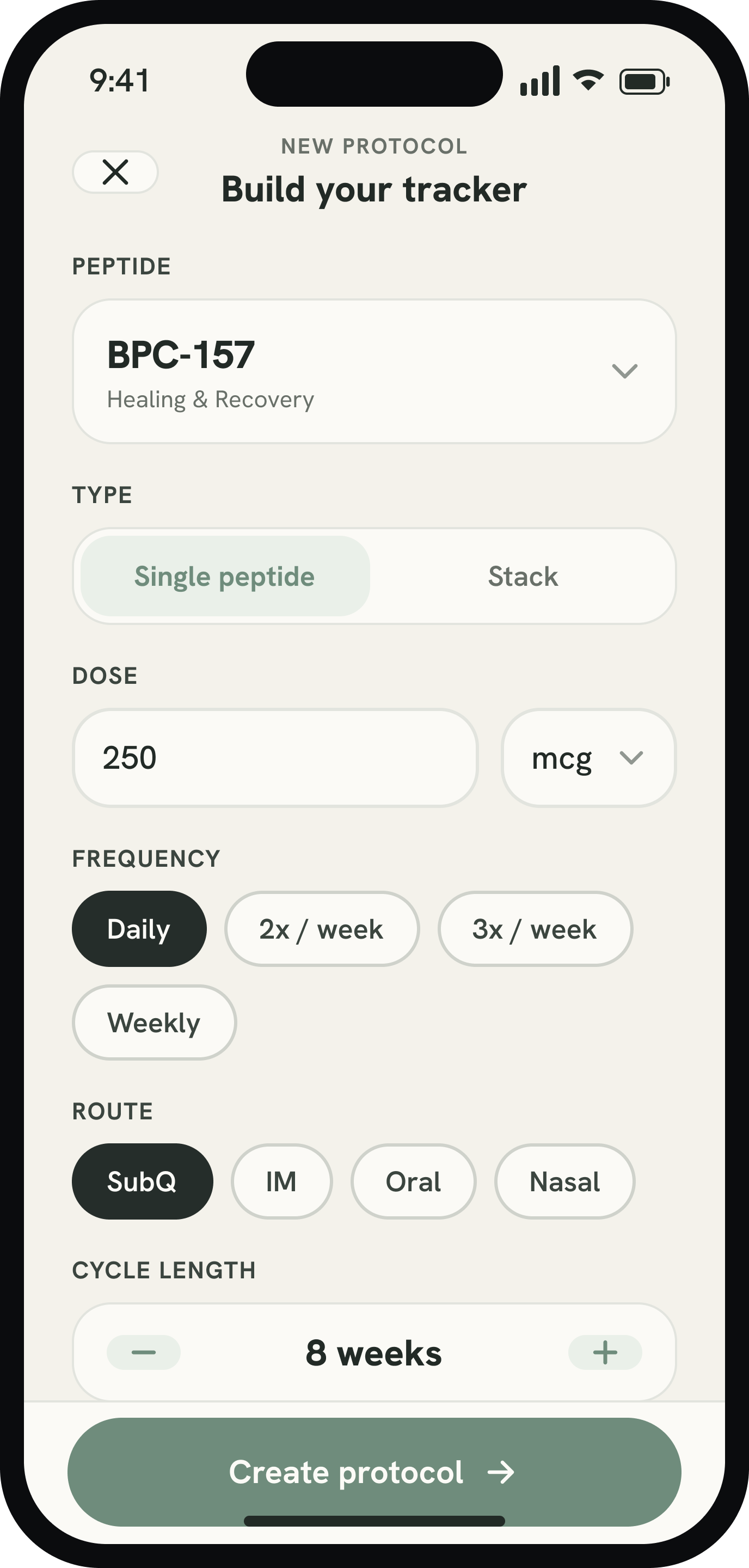 Protocol builder — dose schedules and phases